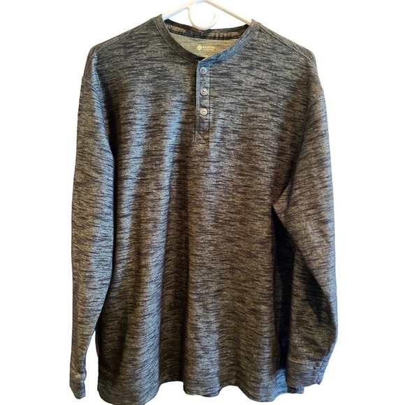 HAGGAR MENS LONG SLEEVE TOP SHIRT TSHIRT TOPS SHIRTS GRAY CASUAL SIZE L LARGE - Picture 1 of 4